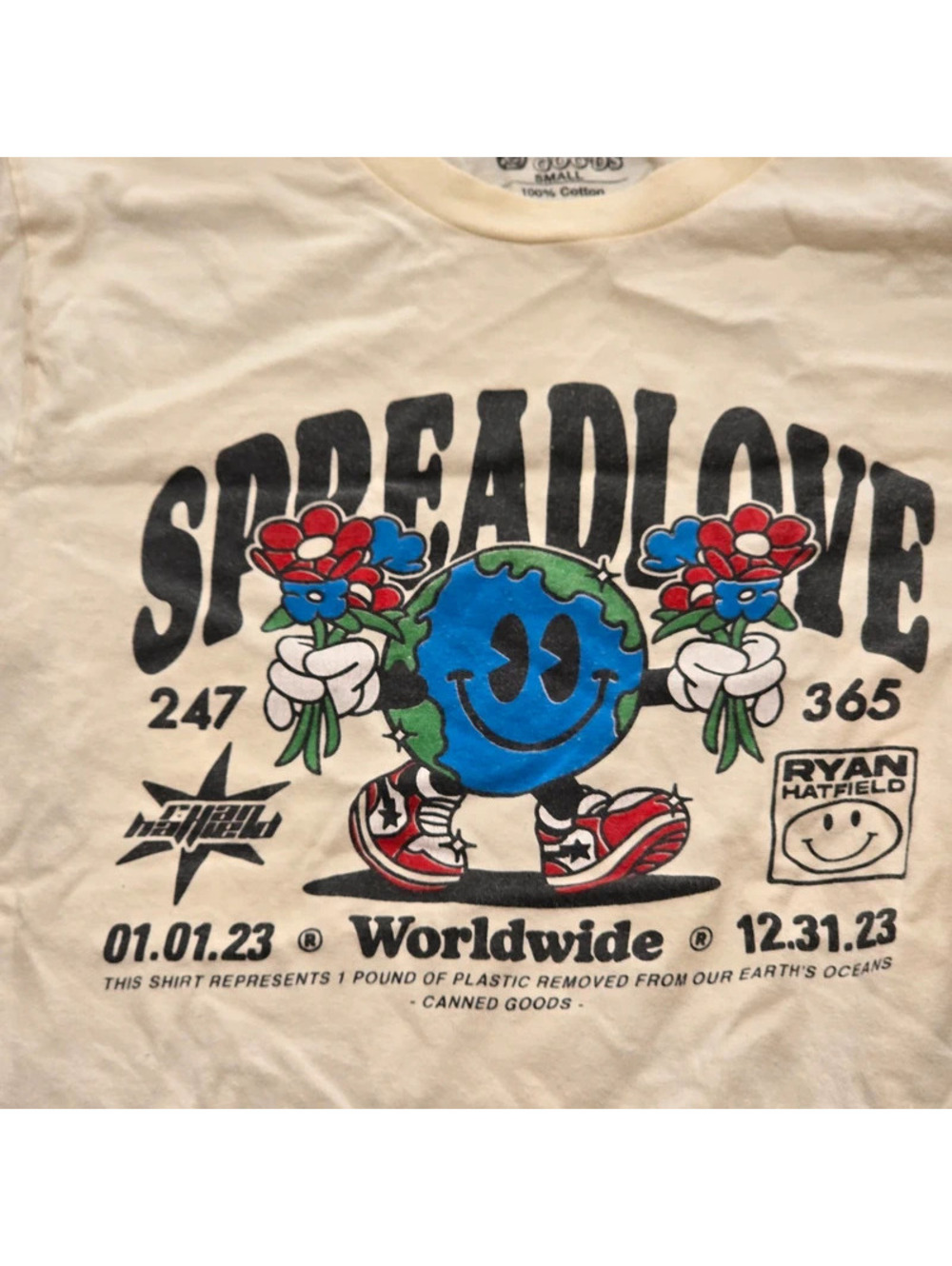 Canned Goods Spread Love Earth Day Graphic Tee Cream Off White Streetwear Small